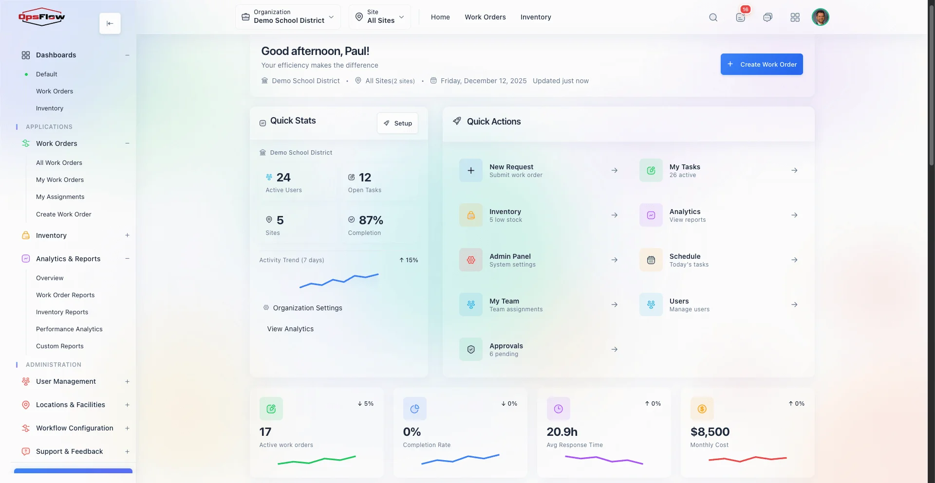 Work Orders interface screenshot